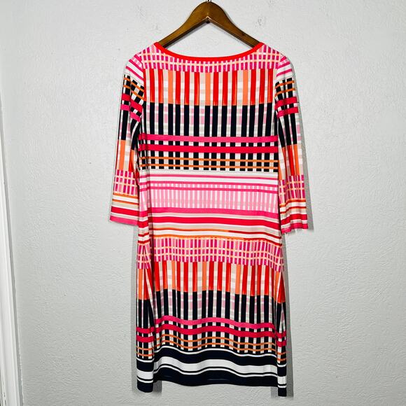 Eliza J Stripe Sheath Dress Scoop Neck 3/4 Sleeve Knee Lgth - 8 - Picture 4 of 4